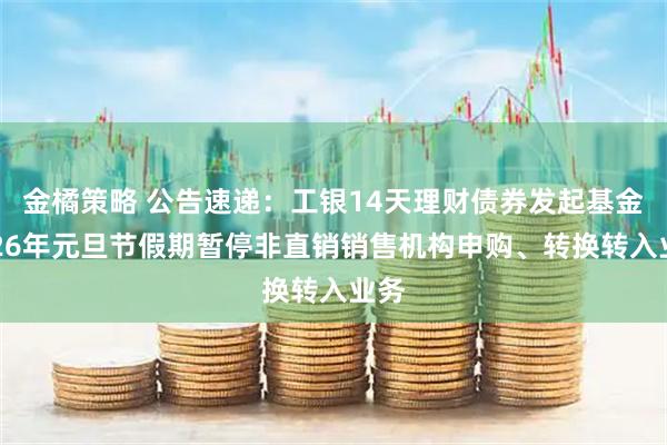 金橘策略 公告速递：工银14天理财债券发起基金2026年元旦节假期暂停非直销销售机构申购、转换转入业务