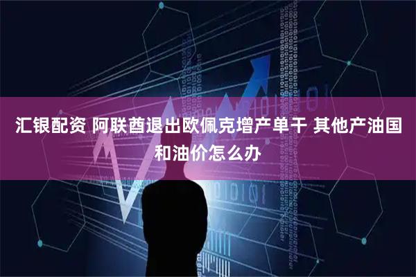 汇银配资 阿联酋退出欧佩克增产单干 其他产油国和油价怎么办